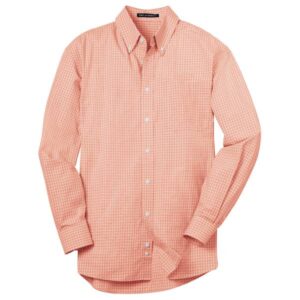 Preserve Port Authority Plaid Pattern Easy Care Shirt - Orange
