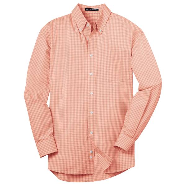 Preserve Port Authority Plaid Pattern Easy Care Shirt - Orange