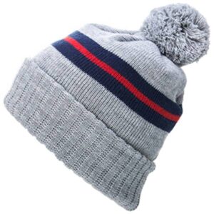 Preserve Captuer Headwear Acrylic Jacquard Pom Beanie - Grey/Navy/Red