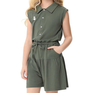 Preserve LIONJIE Girl's Sleeveless Romper - Army Green
