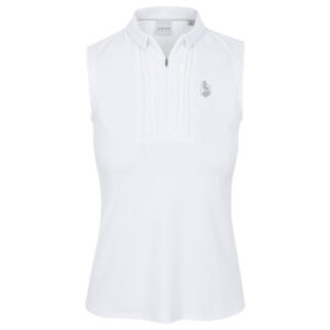 Preserve Dunning Freya Jersey Performance Sleeveless Polo Shirt - White